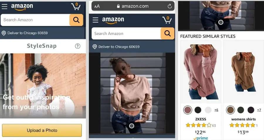 StyleSnap image search on the Amazon website