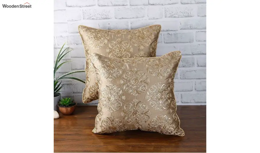 Gold Colour Embellished Cushion Covers