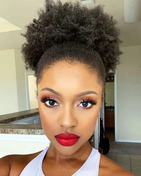 Short 4c Hair with High Puff