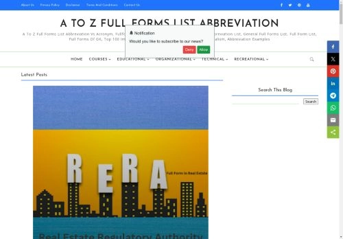 A to Z Full Forms List Abbreviation