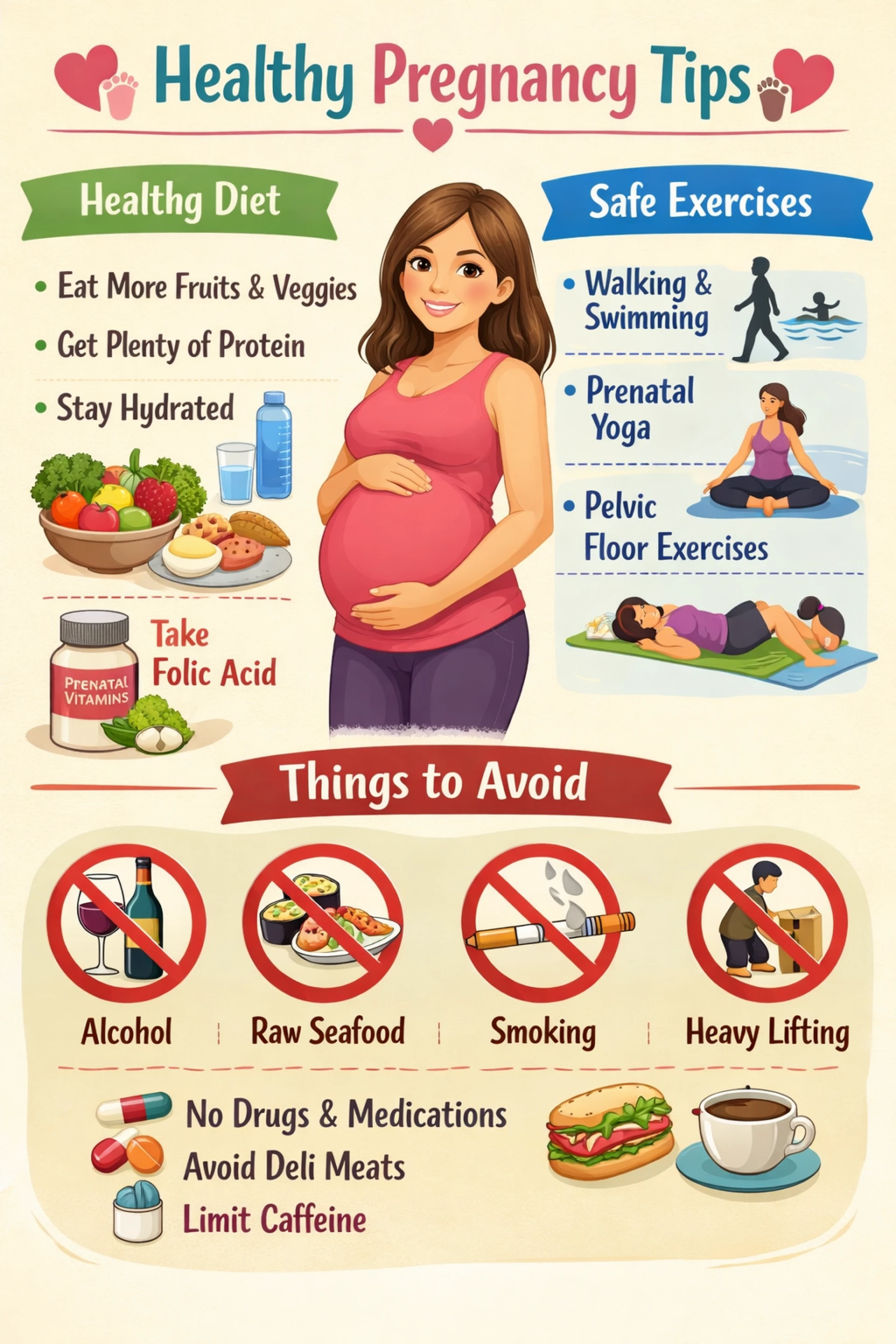 Healthy Pregnancy Tips - Diet, Exercises, and Restrictions