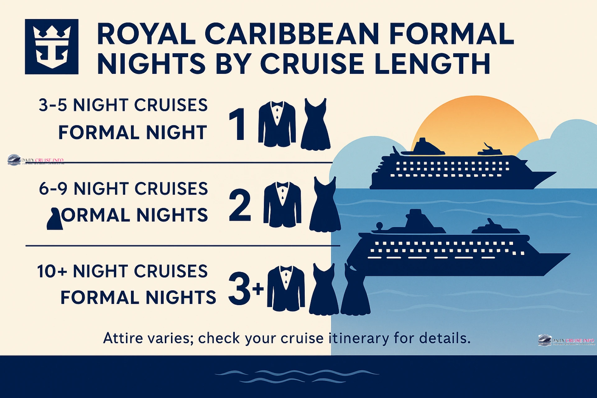 How Many Formal Nights Royal Caribbean Offers Based on Cruise Length
