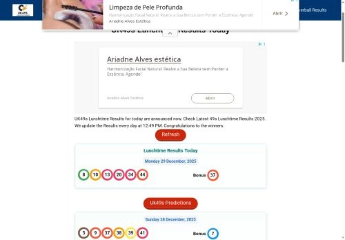 Uk49s Lunchtime and Teatime Results