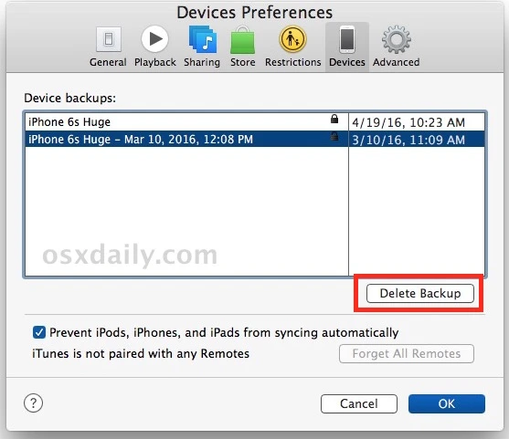 How to Delete Old iPhone Backups in iTunes