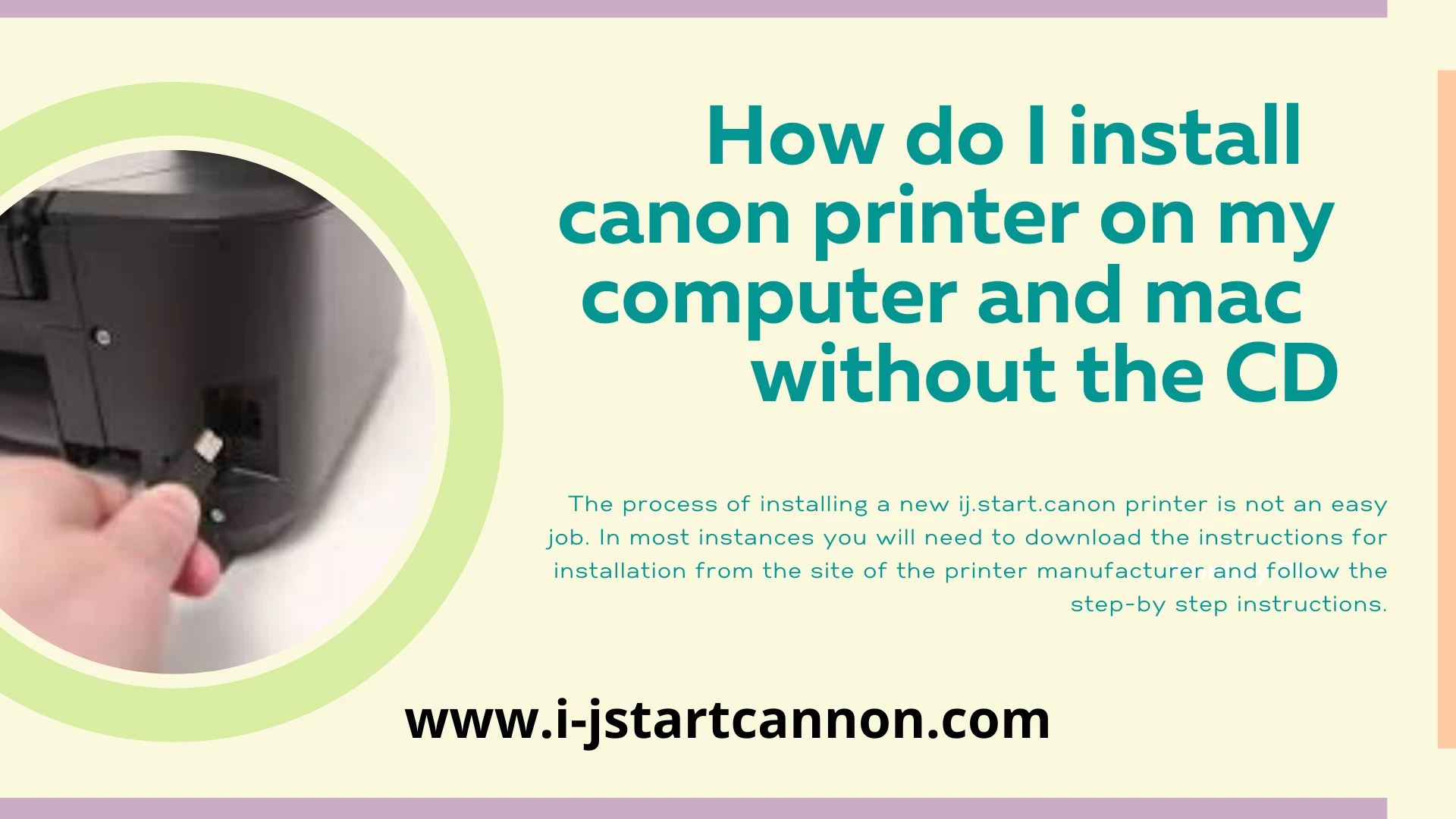 How do I install ij.start.canon printer on my computer and mac without the CD