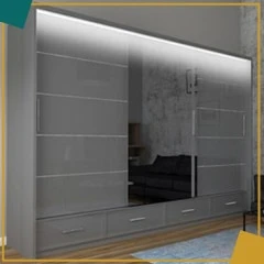 Buy Affordable Price Sycylia Grey 255cm Wardrobe in the UK