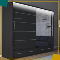 The Best Buy Affordable Price Sycylia Black 208cm Wardrobe in the UK