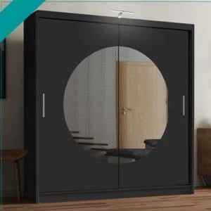 Order Affordable Price Moon Sliding Wardrobe (Black) in the UK