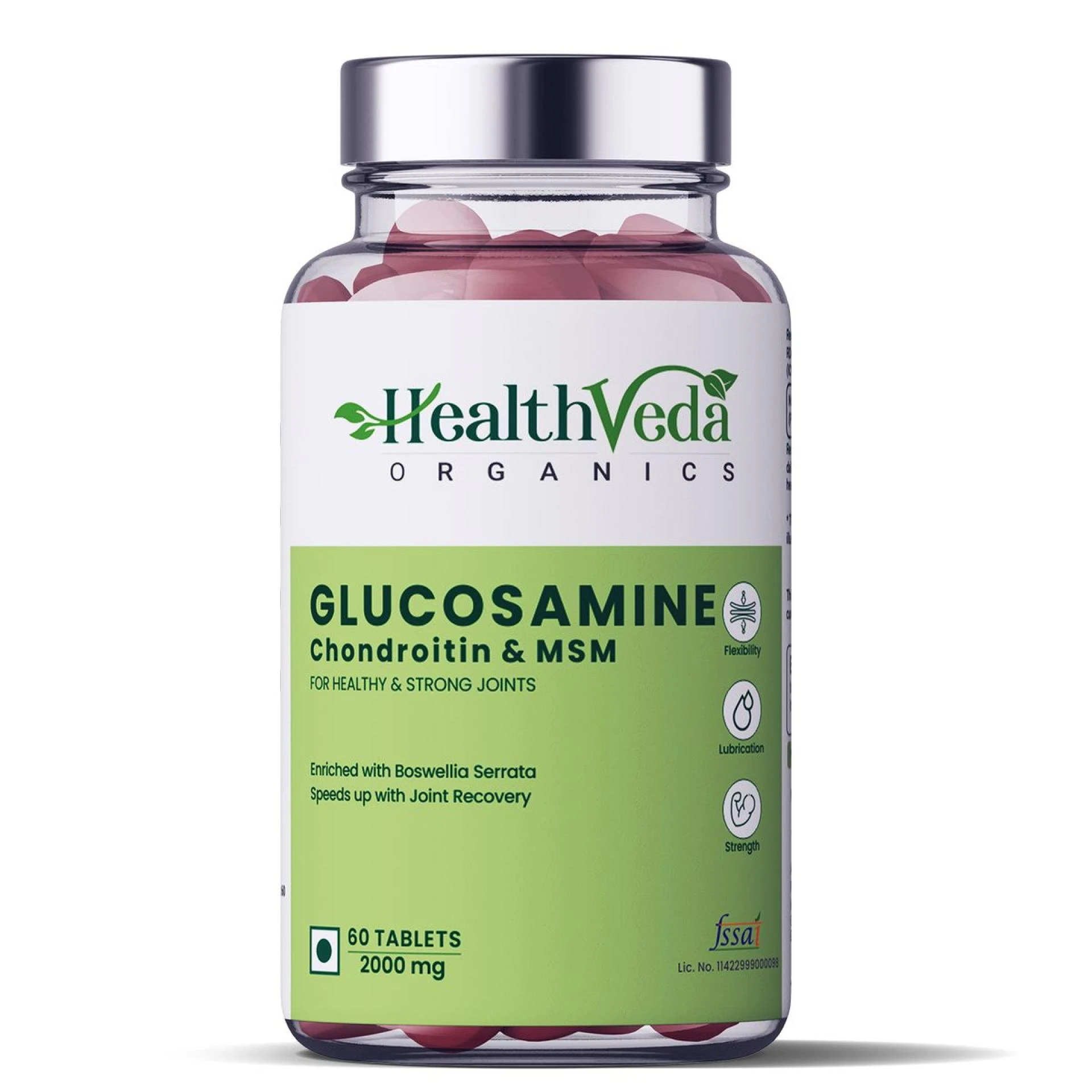 Glucosamine Chondroitin &amp; MSM 1800mg Supplement | Support Healthy Joint, Bone &amp; Cartilage | Relieves Pain &amp; Stiffness | 60 Veg Tablets