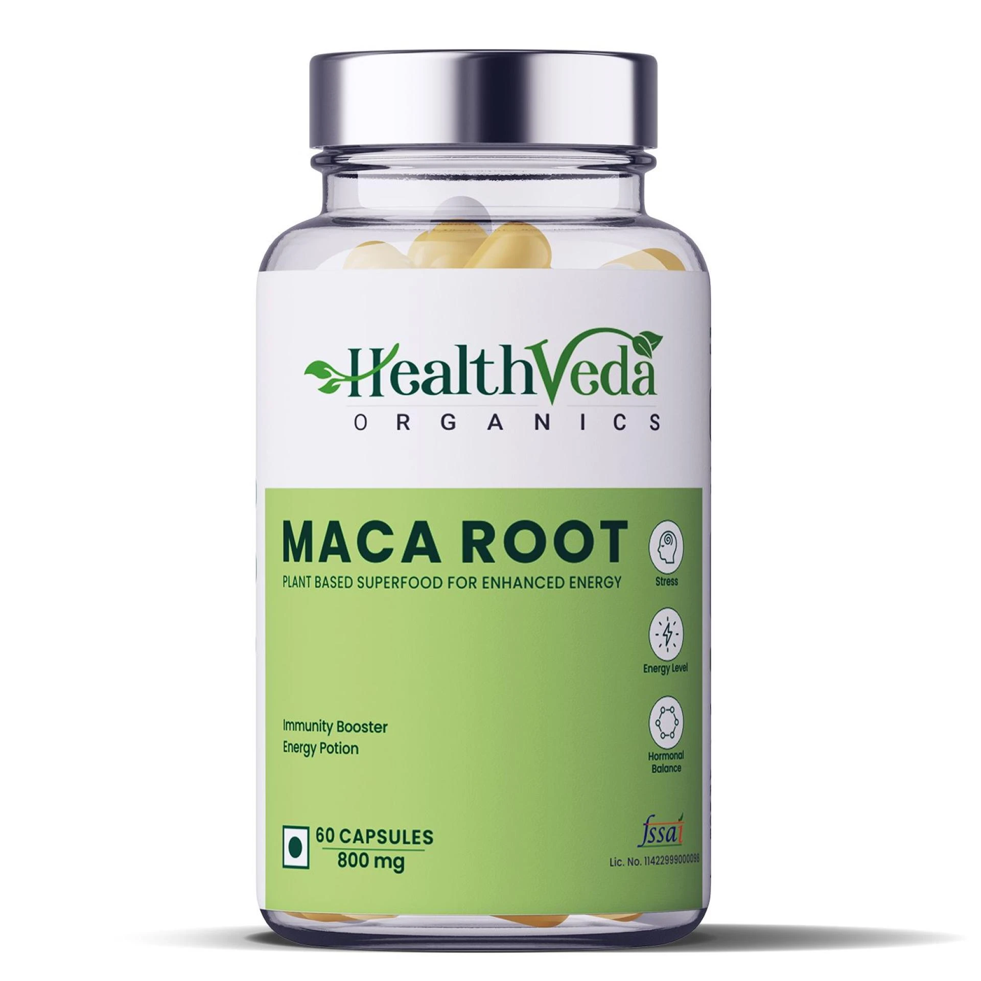 Health Veda Organics Maca Root Capsules 800 mg for Better Reproductive Health &amp; Enhanced Performance, 60 Veg Capsules