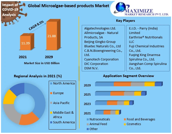 Market segmentation, outlook, and industry report for microalgae-based products through 2029