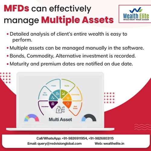 In a mutual fund software for distributors, what are some different assets you can track?