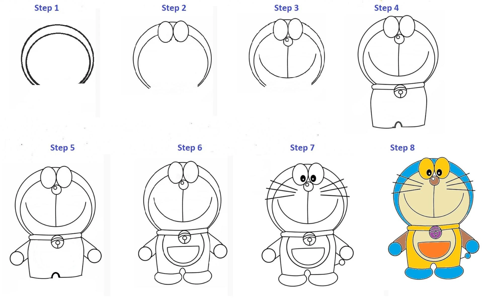 How To Draw Doraemon Easy Step By Step