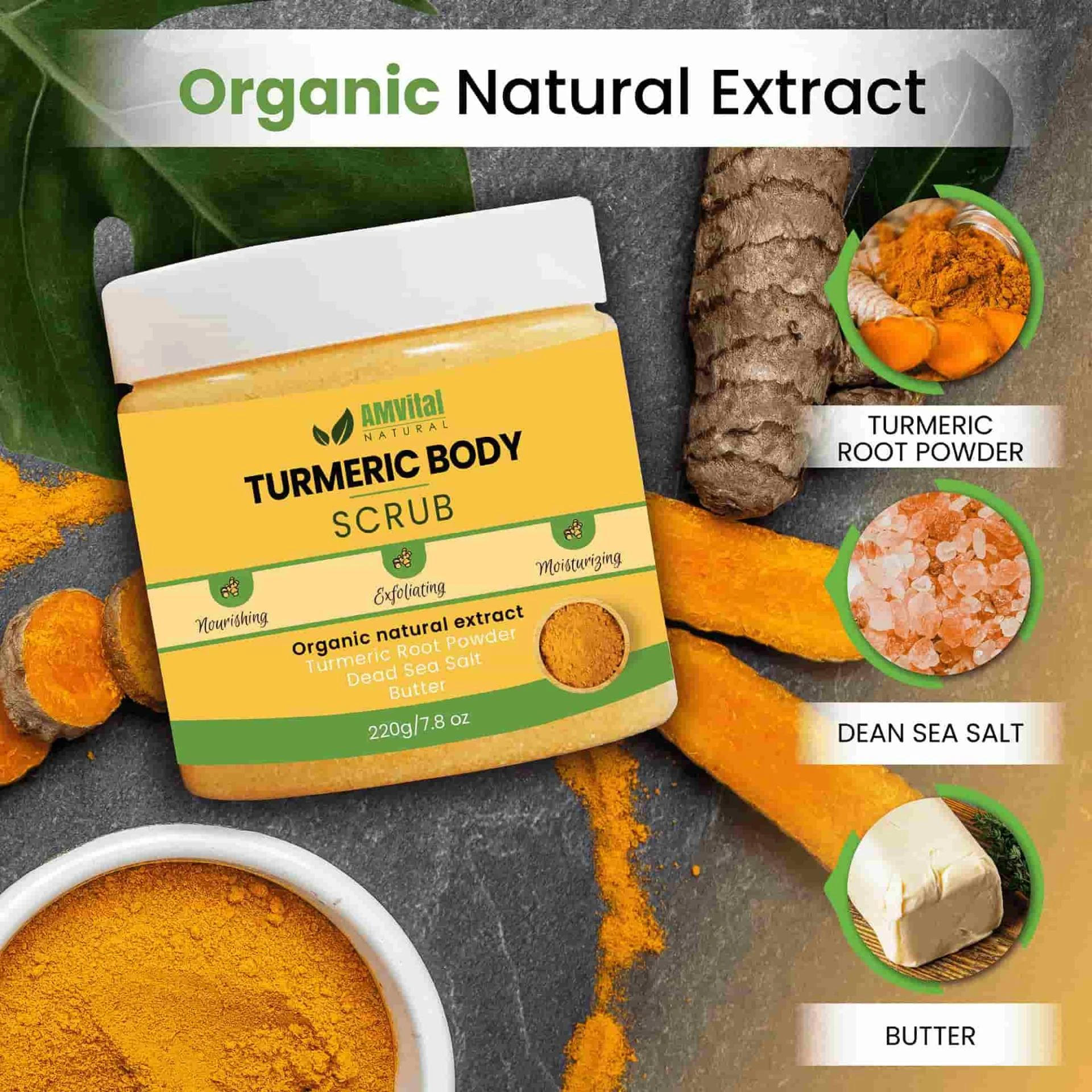 Discover the Secret to Radiant Skin: AMVital's Turmeric Body Scrub