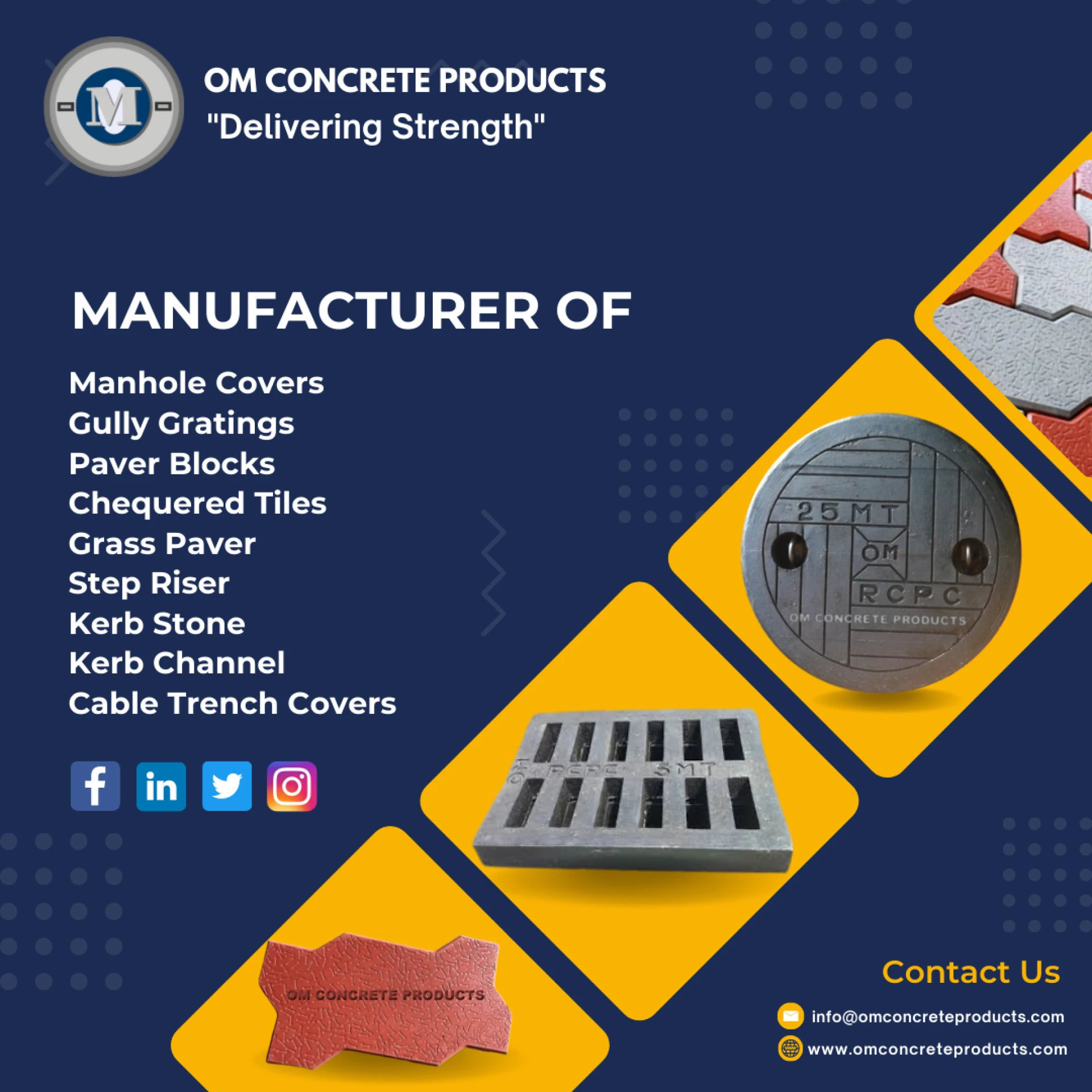 Get quality products from the leading kerb stones manufacturer in kolkata - Om Concrete Products