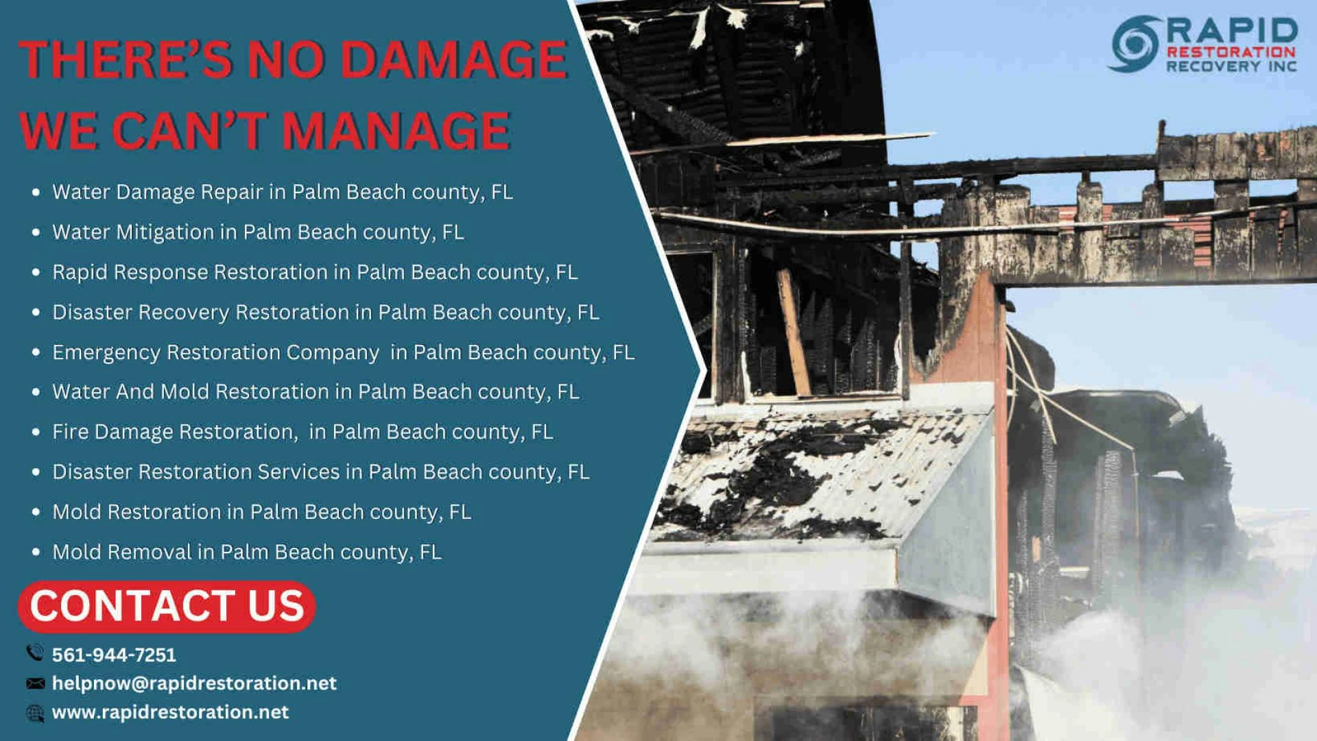 Rapid Restoration Recovery, Inc, Your trusted Mold and Water Damage Restoration Specialists from Palm Beach County, FL