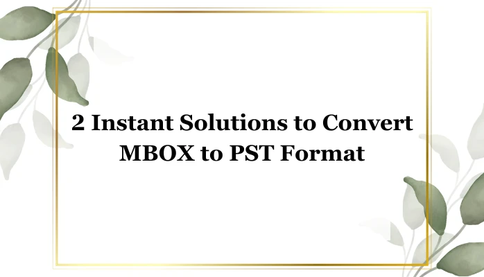 2 Instant Solutions to Convert MBOX to PST Format