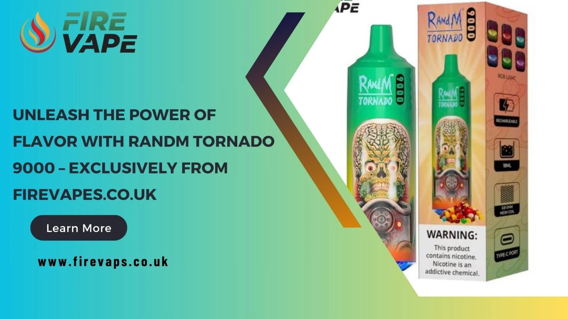 Unleash the Power of Flavor with Randm Tornado 9000 – Exclusively from FireVapes.co.uk