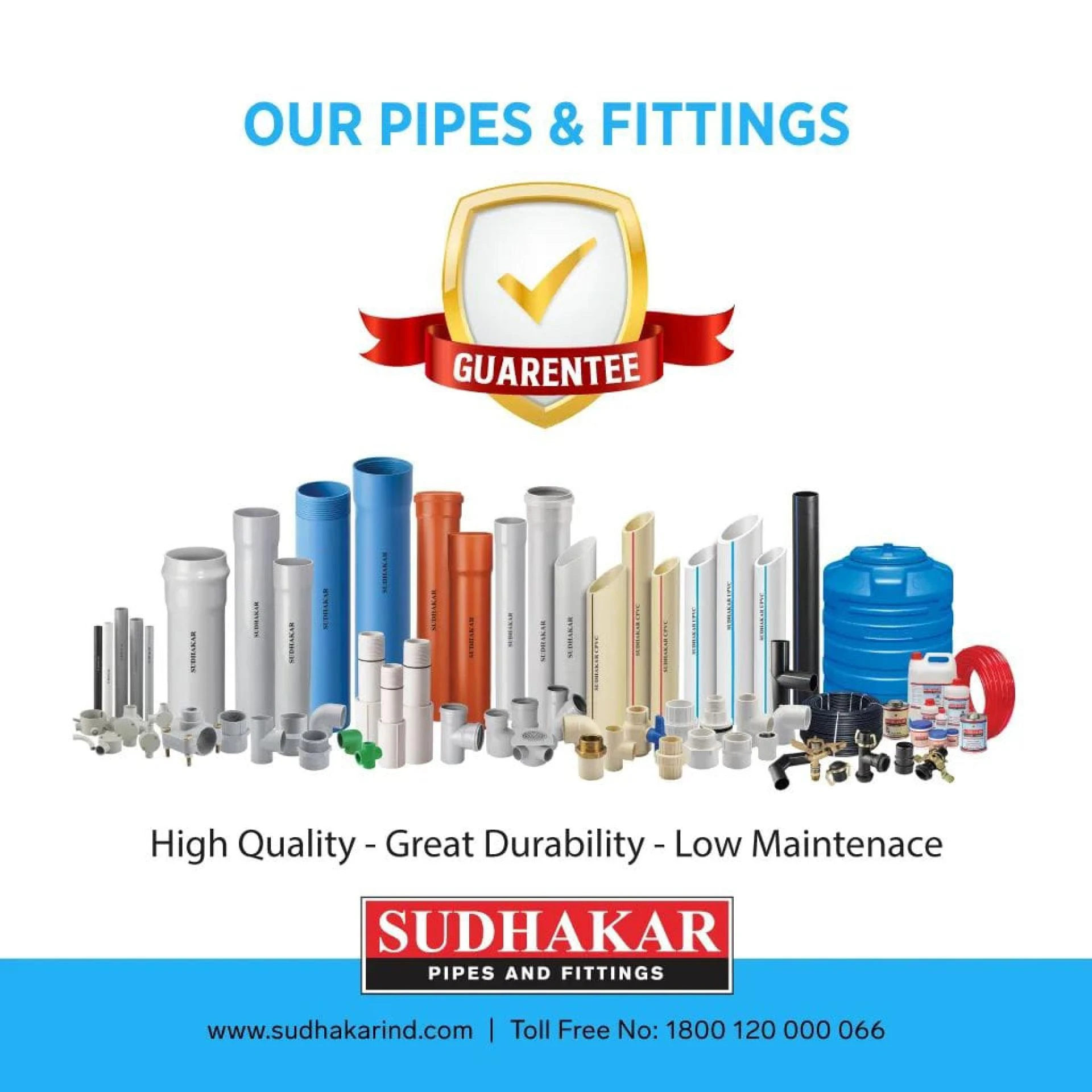 Pipes and Fittings | UPVC | HDPE | PVC | CPVC | SWR - Sudhakar pipes and fittings