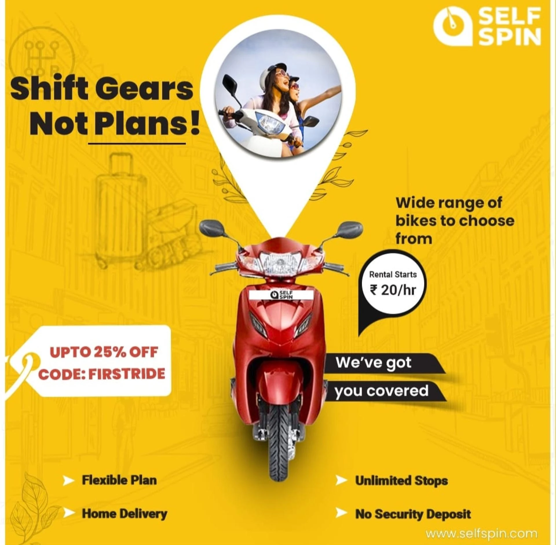 Glide Through Goa: Scooty Hire Made Easy with Selfspin
