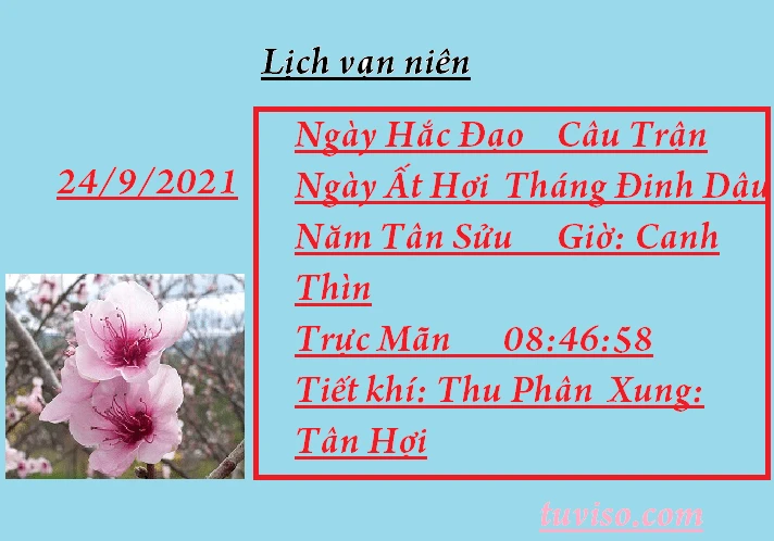 Lịch vạn niên ngày hôm nay 24/9/2021