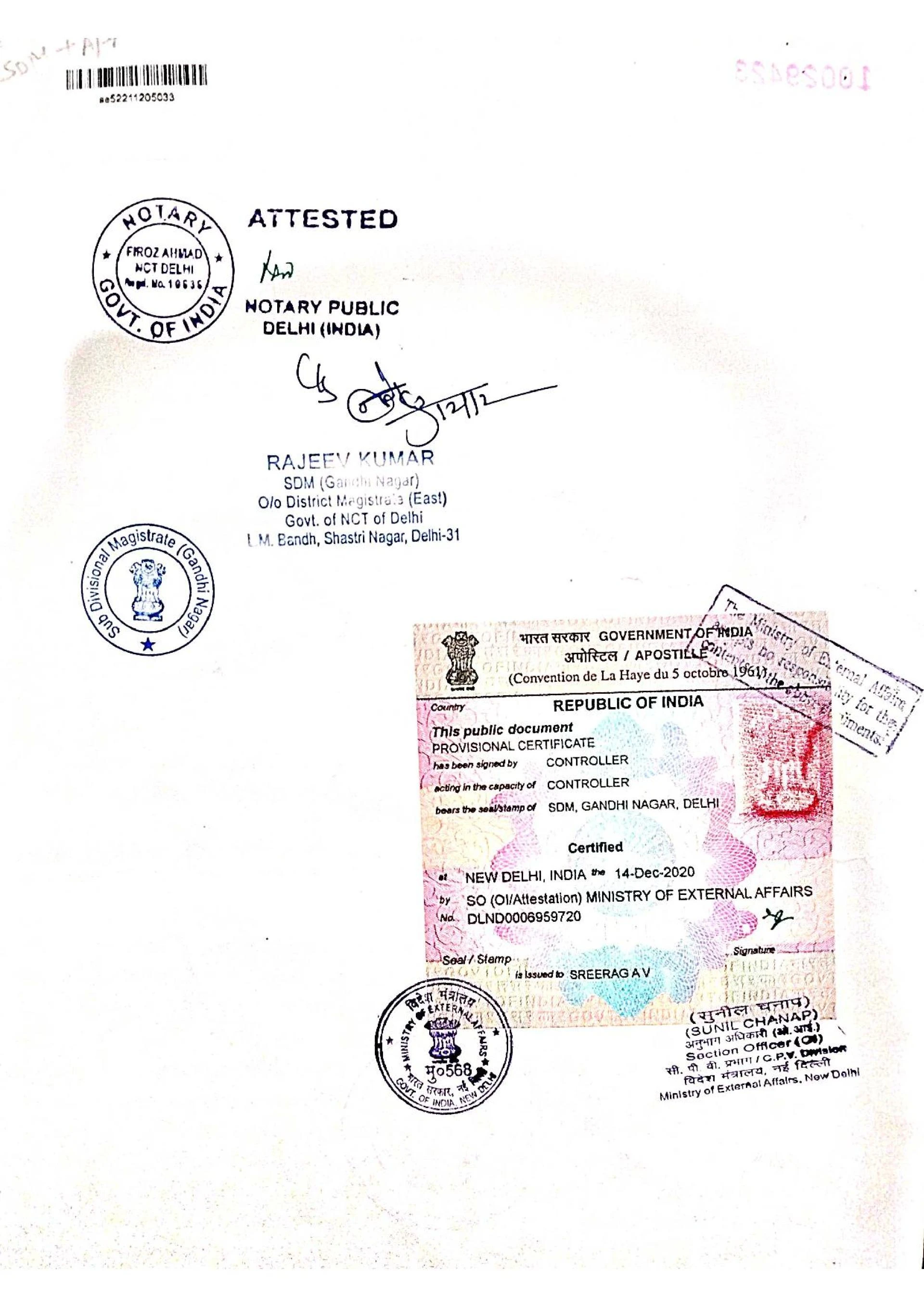 Birth certificate Attestation