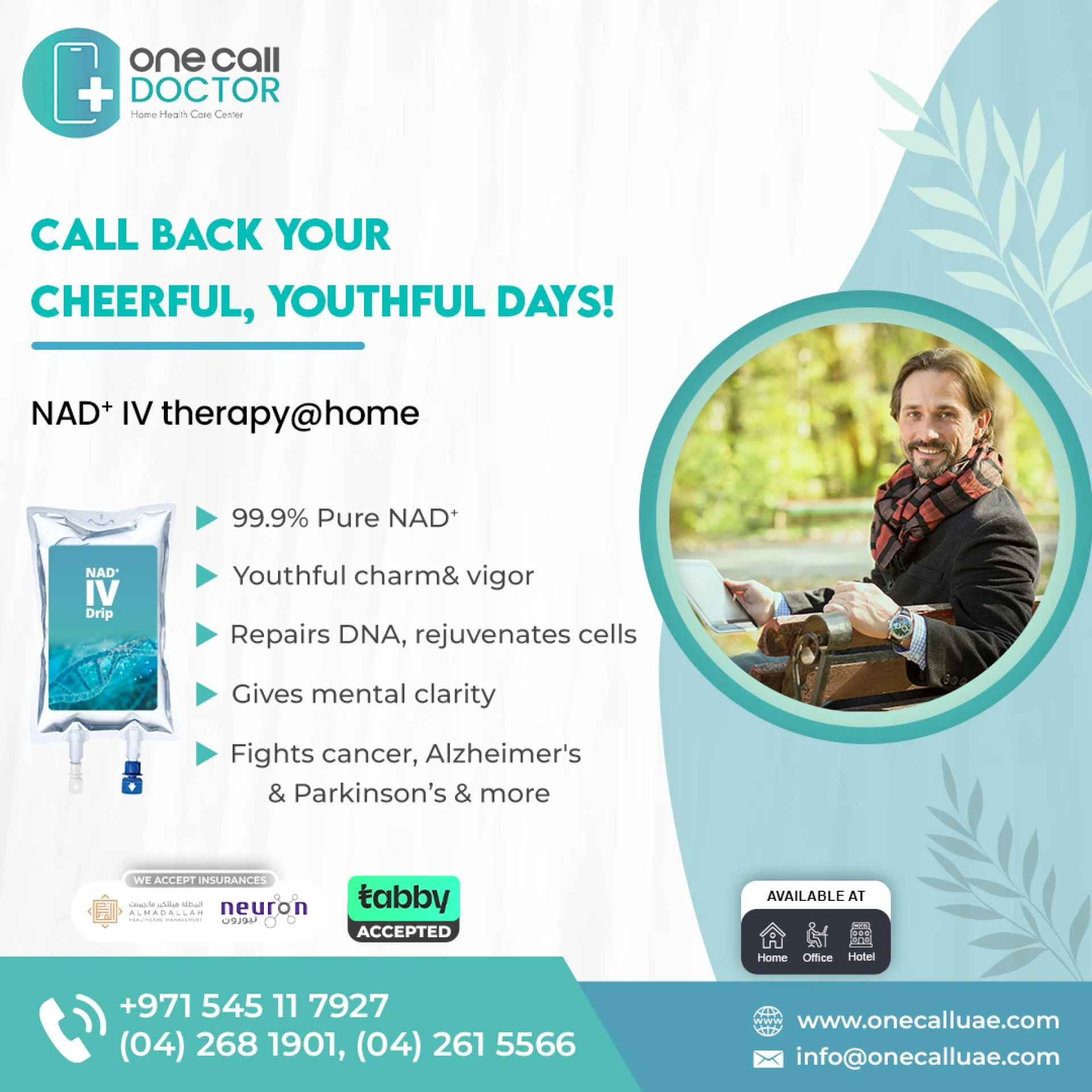 One Call Doctor, Dubai | Call Back Your Youthful Days with NAD+IV Therapy at Home