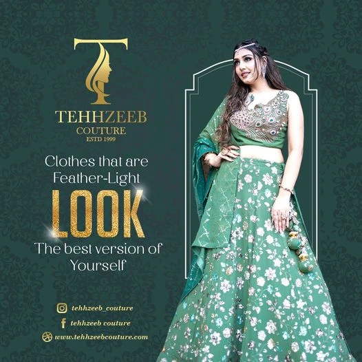 Shop the Latest Mehndi Outfits for Ladies Online from Tehhzeeb Couture