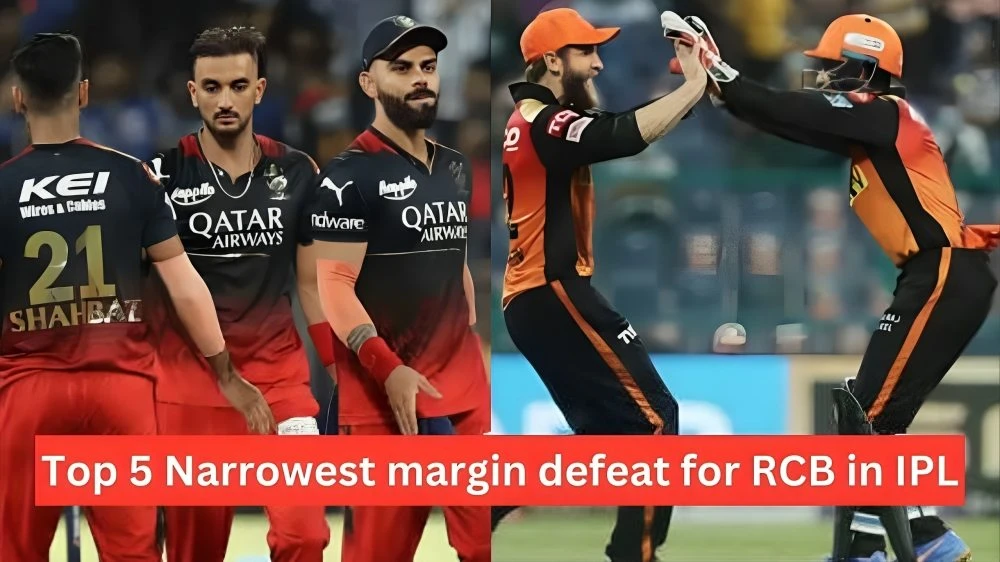 Top 5 Narrowest margin of defeat for RCB in IPL by Runs