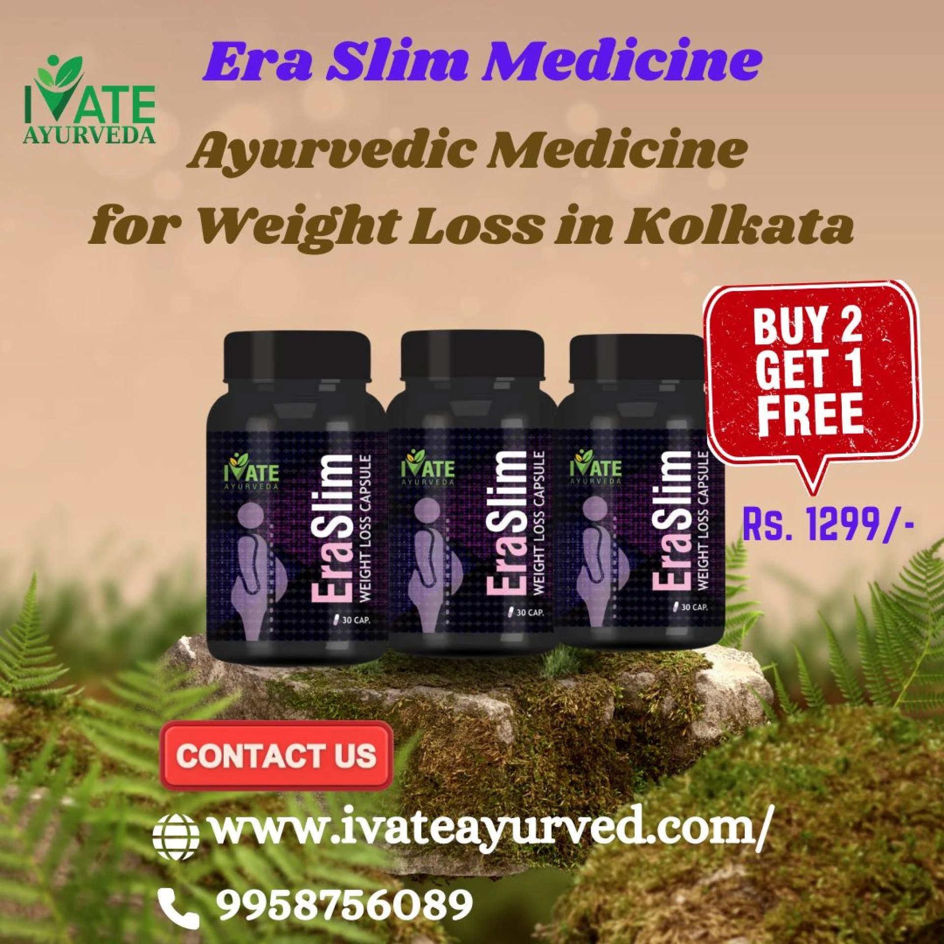 Buy 2 Era Slim Ayurvedic Medicines, Get 1 Free for Rs. 1299/- from iVate Ayurved