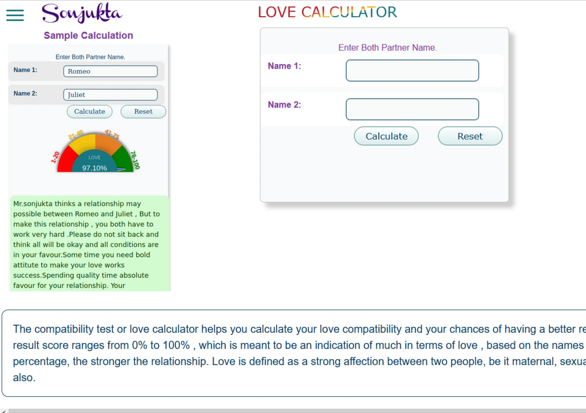 The Fascination with Online Love Calculators , A Digital Glimpse into Romantic Compatibility