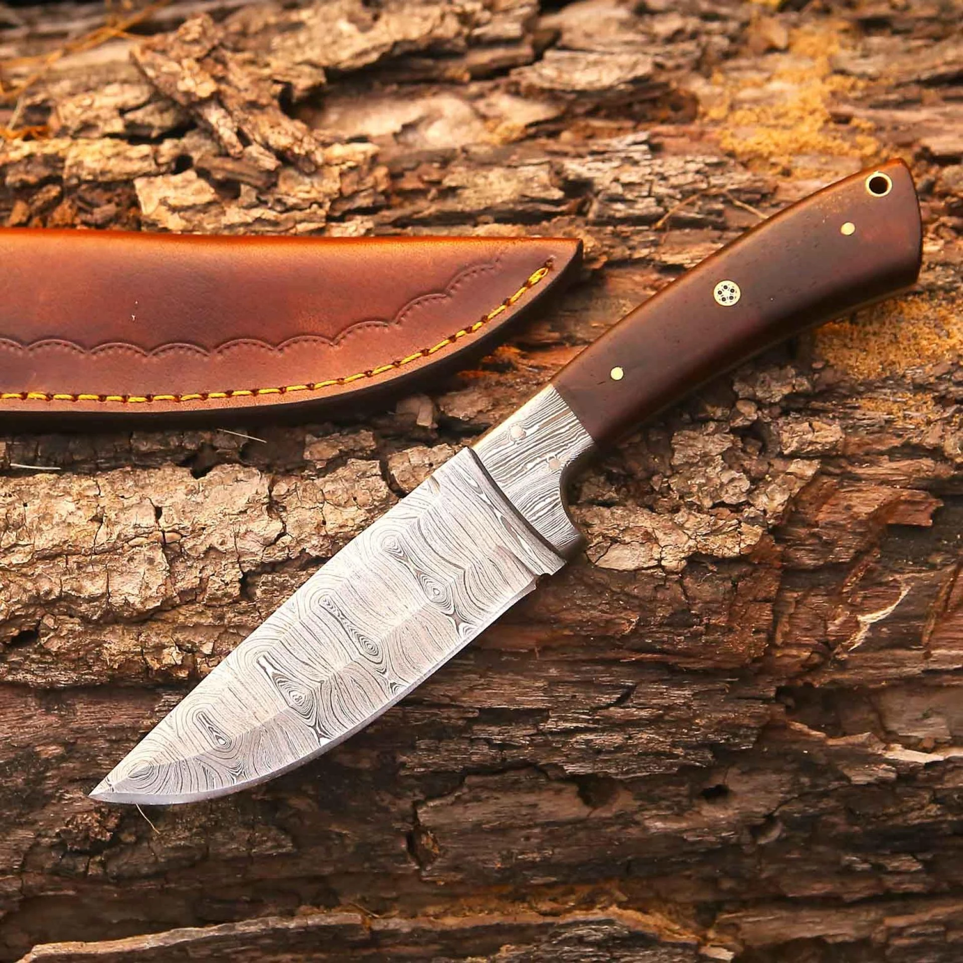Handmade Fixed Blade Damascus Steel Hunting Knives Gift