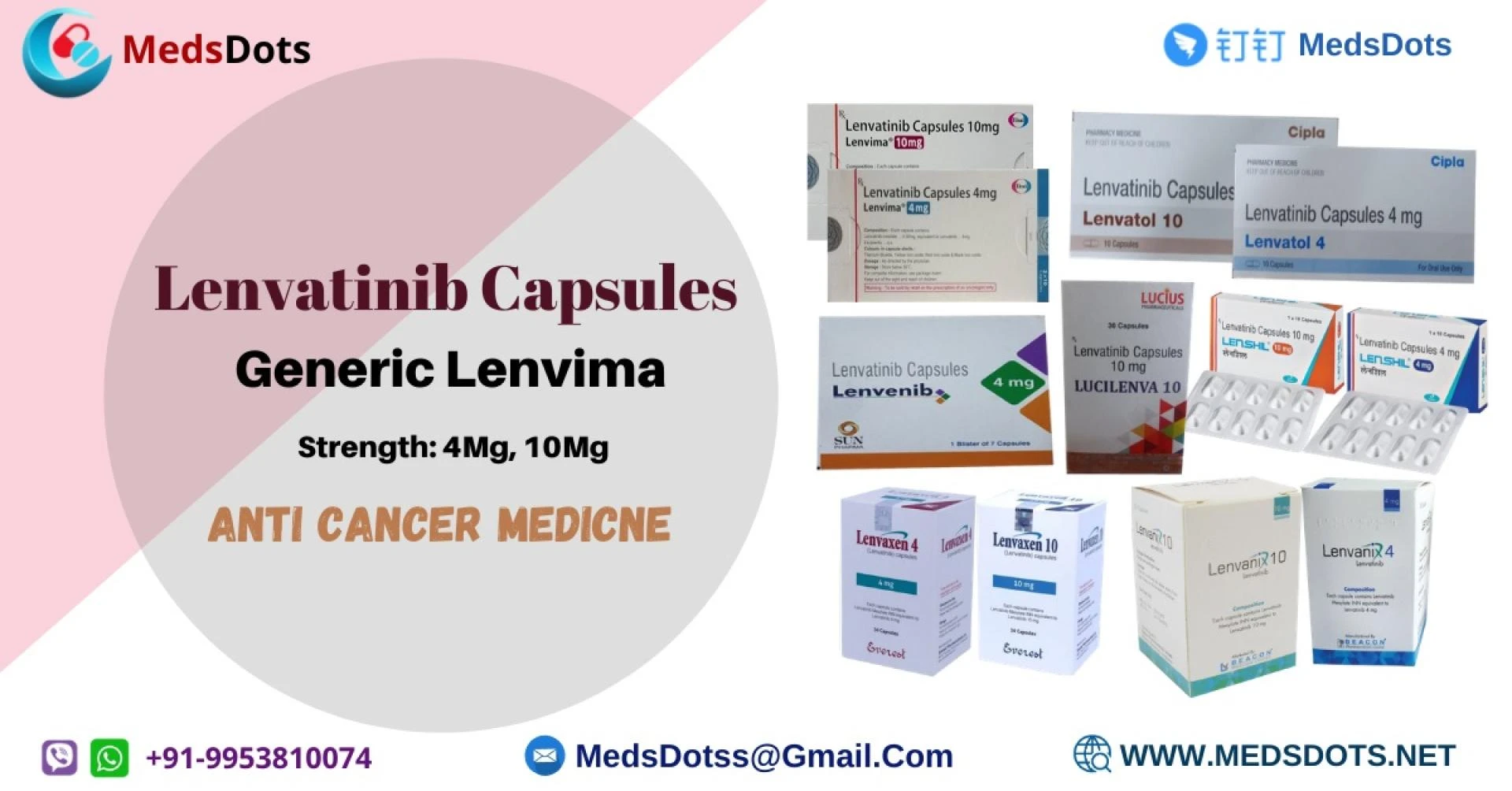 Indian Lenvima Cost USA | Send Lenvatinib to Overseas | E7080 Capsules Supplier India