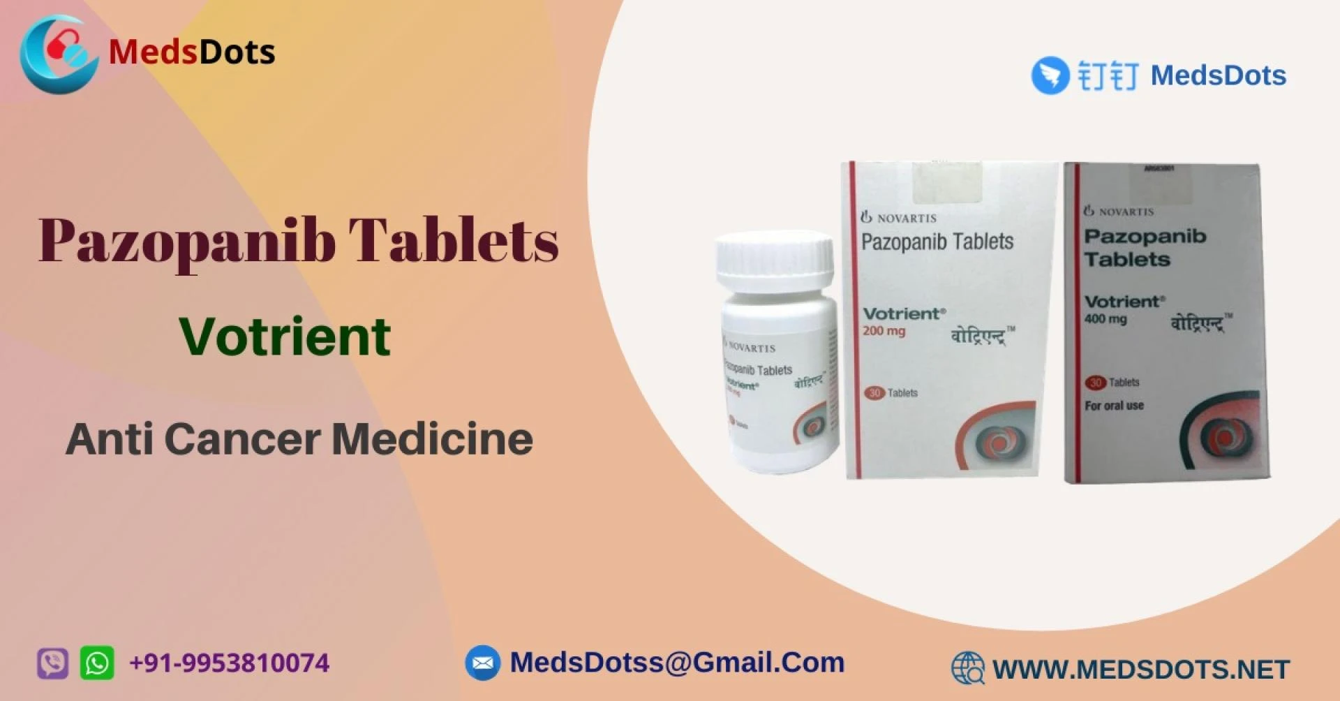Buy Votrient Tablets Online | Pazopanib 400Mg Wholesale Price UK | Kidney Cancer Drugs Exporter