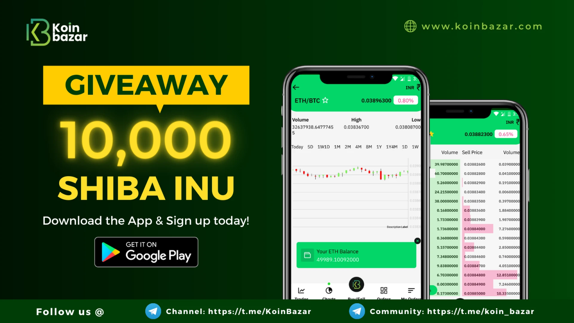 Download Koinbazar Crypto Exchange App &amp; Get 10,000 SHIB Tokens FREE!!!