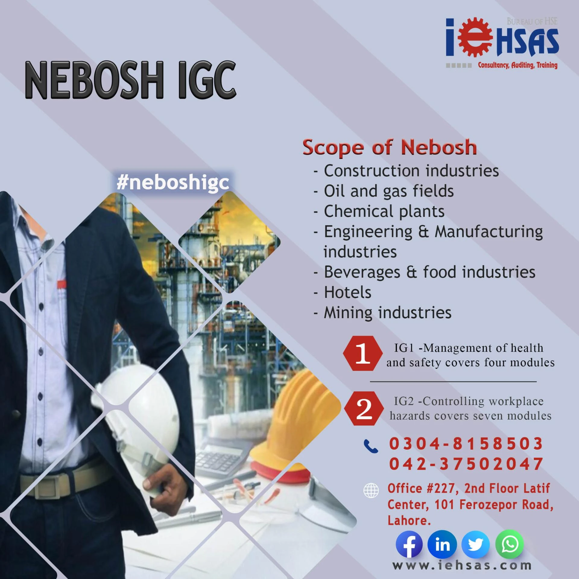 Nebosh IGC Certificate in Occupational Health safety And Environment