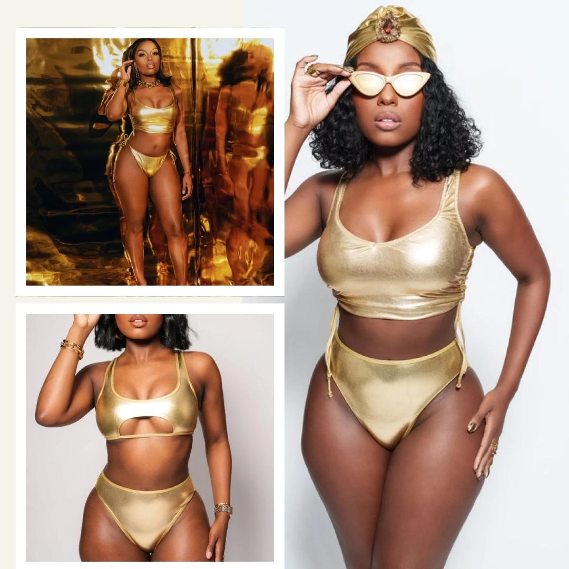 Luxury Women's Gold One-Piece Swimwear: Elevate Your Beach Look with Allure Novembre