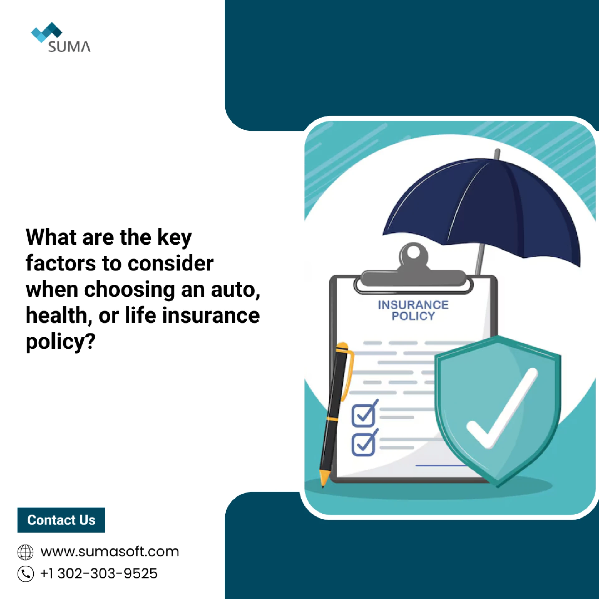My What are the key factors to consider when choosing an auto, health, or life insurance policy?