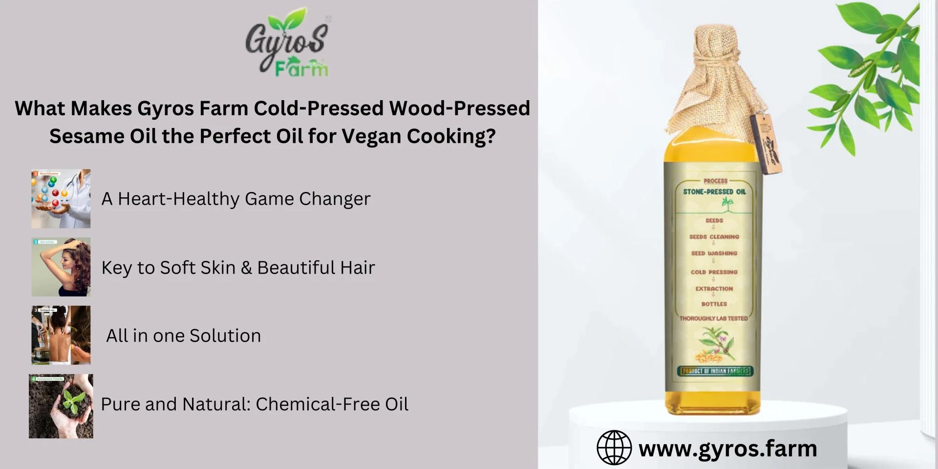 What Makes Gyros Farm Cold-Pressed Wood-Pressed Sesame Oil the Perfect Oil for Vegan Cooking?