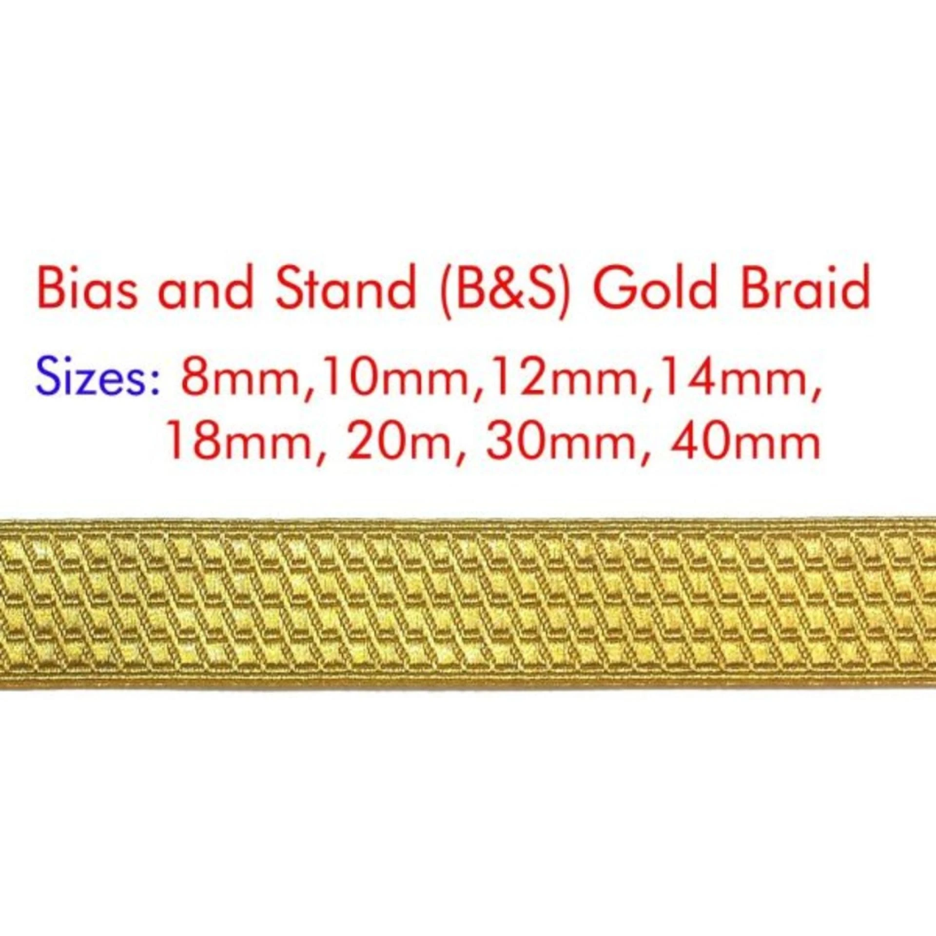 Bias and Stand Gold Mylar Braid Lace for Military Uniform or Costume