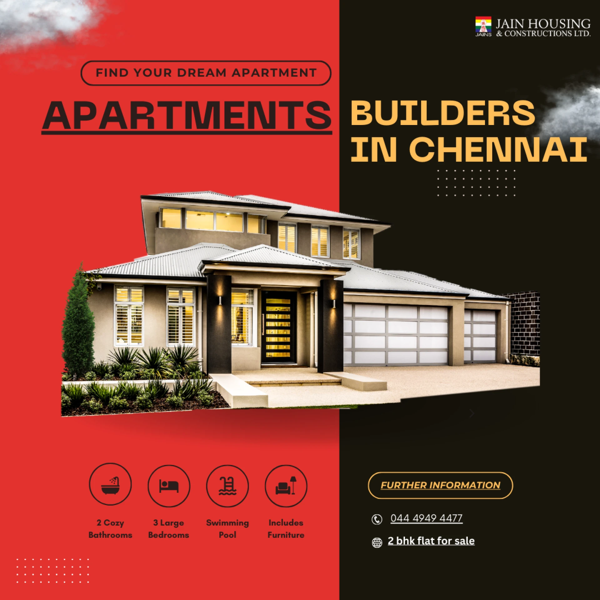 Find Your Dream 2 BHK Flat for Sale with Jain Housing & Constructions