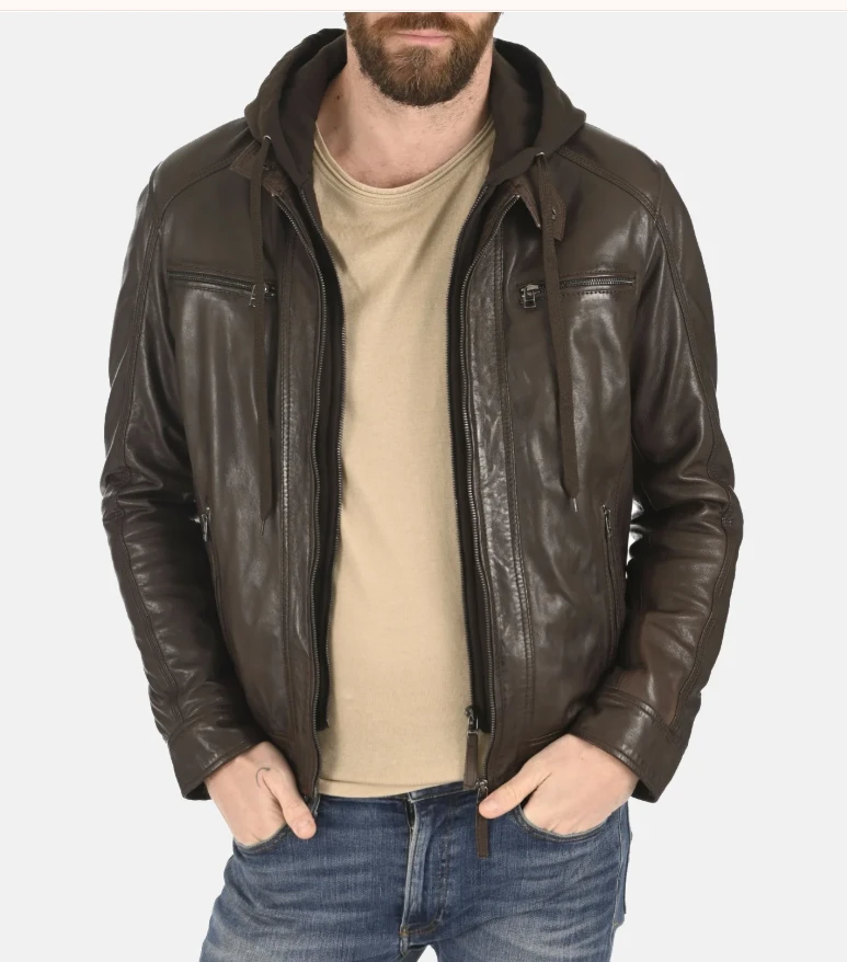 Erico Lifton Hooded Leather Jacket – A Blend of Luxury & Functionality