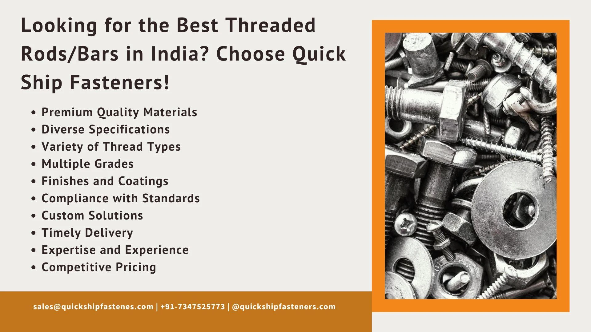 Looking for the Best Threaded Rods/Bars in India? Choose Quick Ship Fasteners!