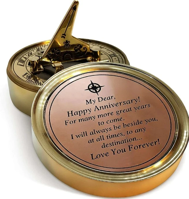 Personalized Anniversary Gift: Brass Sundial Compass – A Timeless Romantic Gift Idea