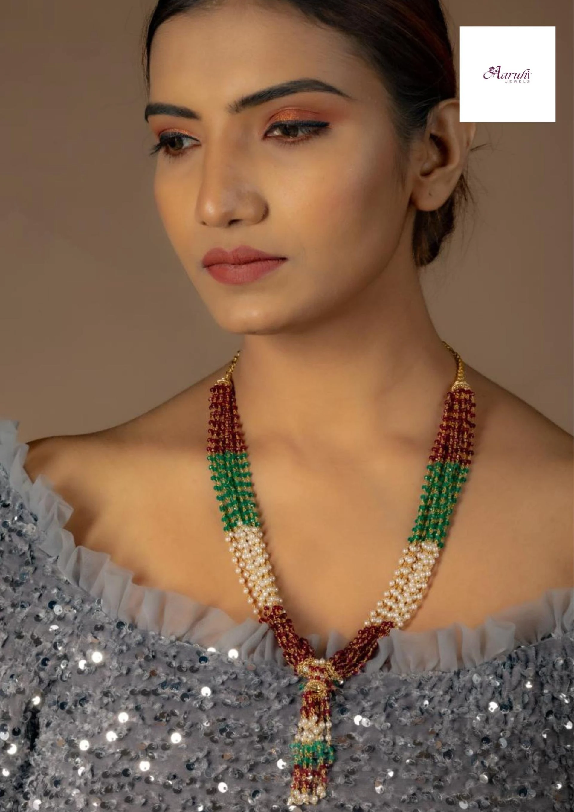 Discover Timeless Charm with Aaruhi Jewels’ Tricolor Elegance Beaded Necklace