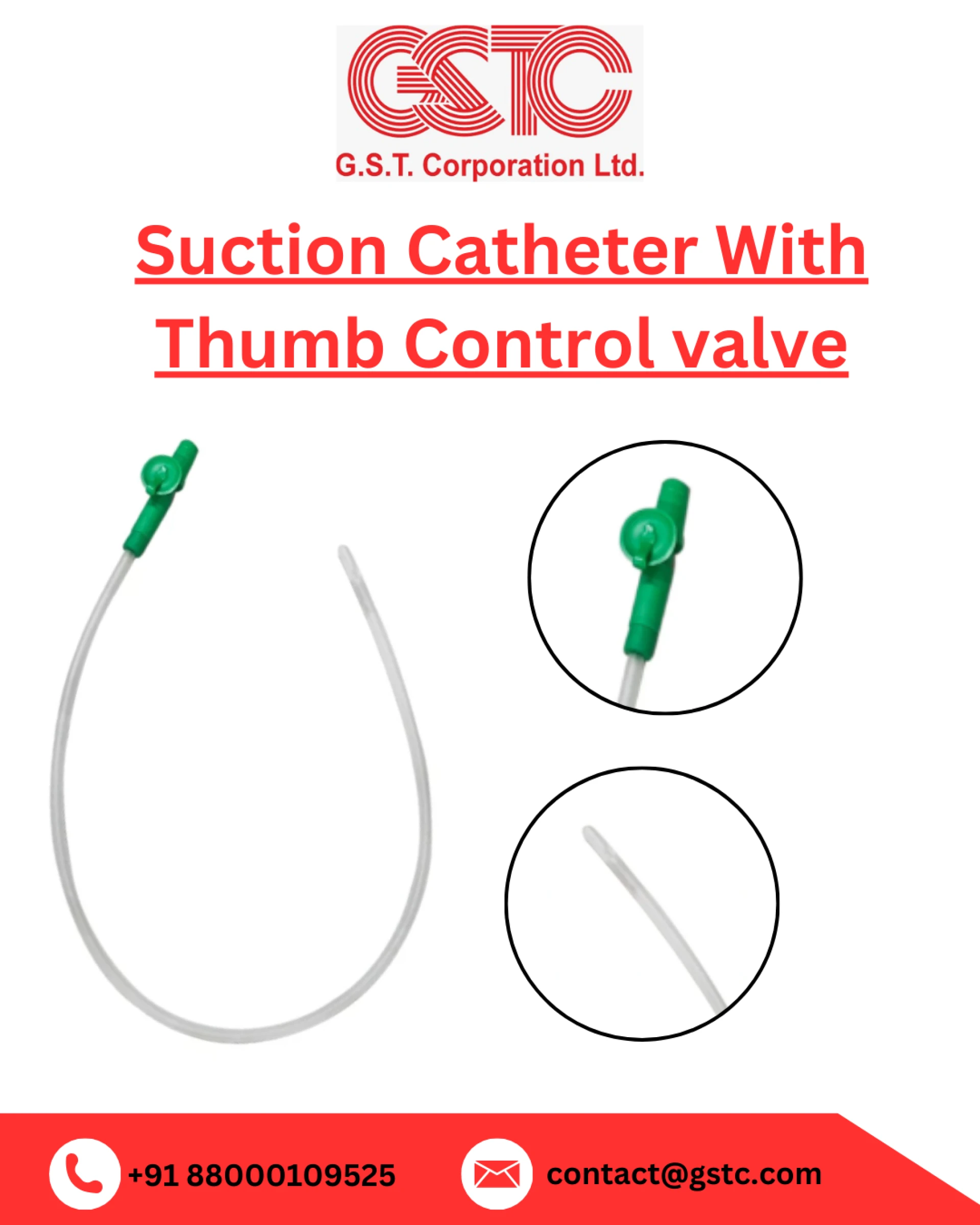 Safe Suction Catheter with Thumb Valve for Clinics