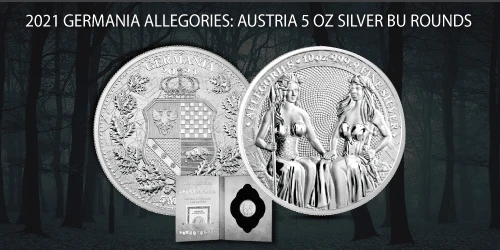 2021 Silver Allegories Germania &amp; Austria 10 oz BU Round
