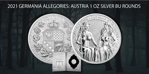 2021 Silver Allegories Germania &amp; Austria 1 oz BU Round
