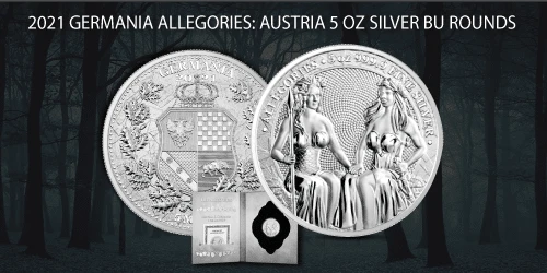 2021 Silver Allegories Germania &amp; Austria 5 oz BU Round