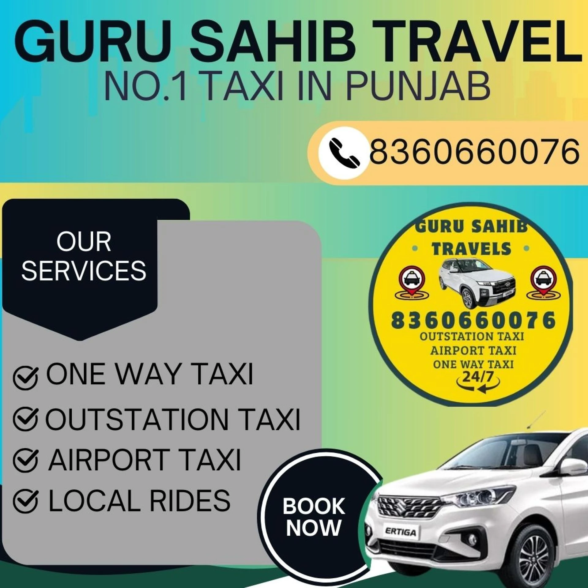 Hoshiarpur to Jalandhar Taxi – 24x7 Service by Guru Sahib Travels